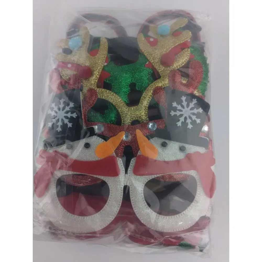 9 Pack Christmas Party Glasses Christmas Glitter Decoration Costume Eyeglasse...